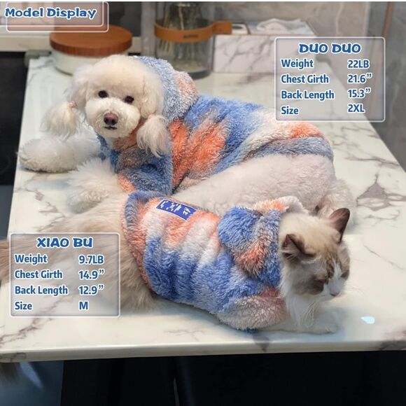 Dog Hoodie Sweater Large Cat Sweatshirts Tie Dye Pet Coat Pullover Winter D1 - Picture 5 of 6